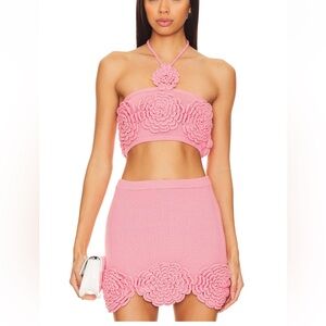 Ashby Crochet Top and Skirt in Pink